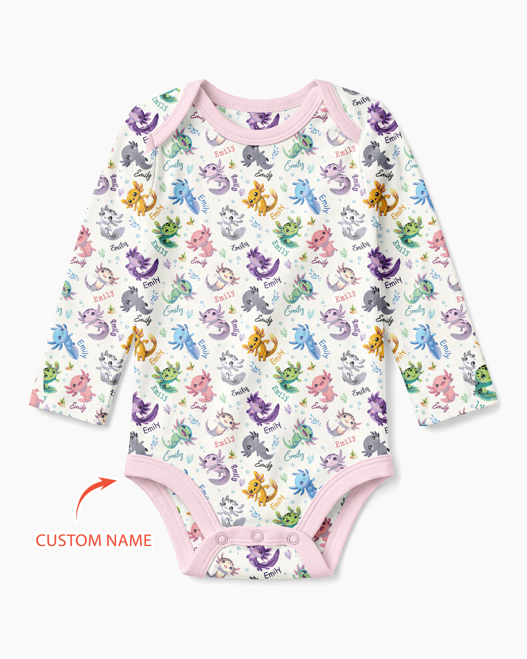 I Love You Axolotl Custom Name Bamboo Bodysuit