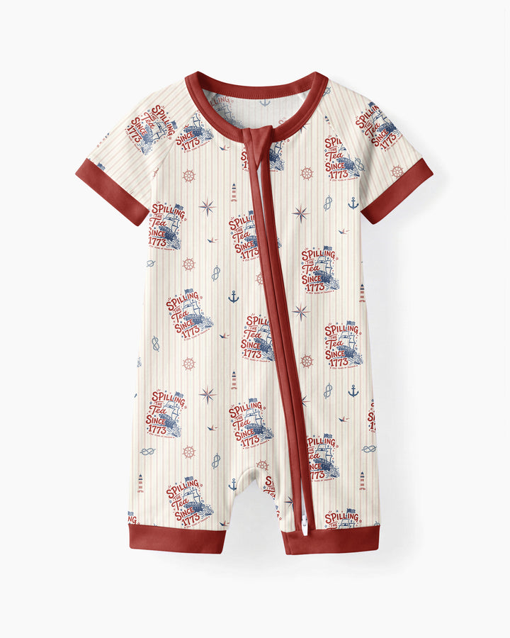 Spilling The Tea Since 1773 Family Matching Bamboo Shorty Zippy