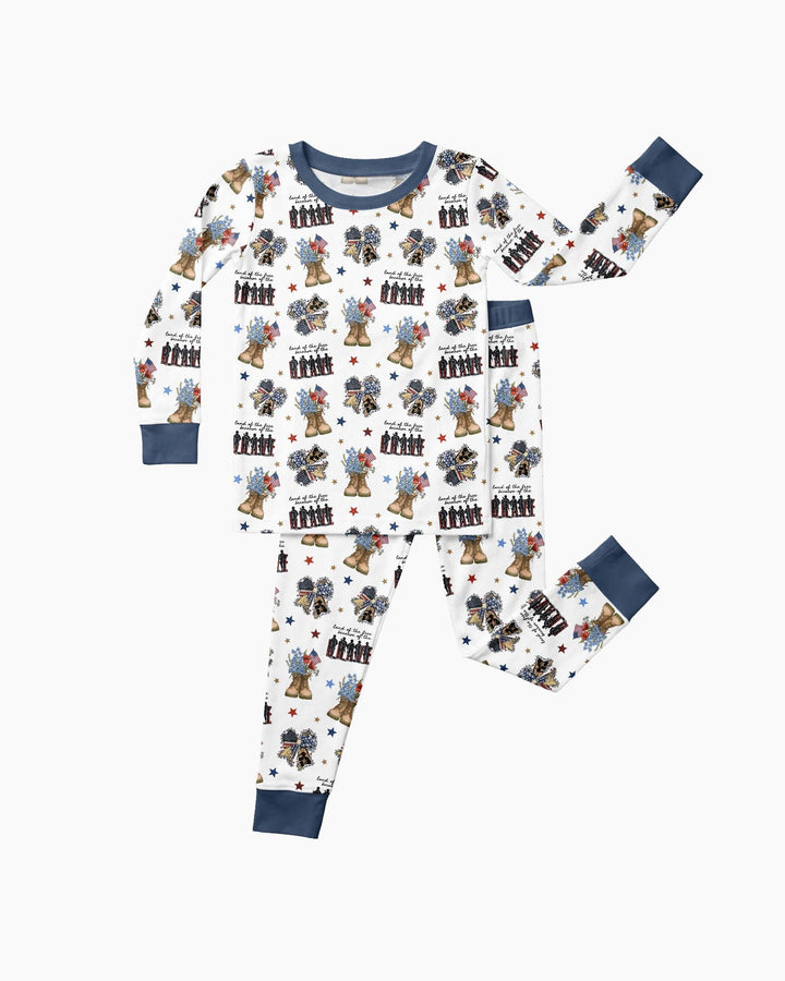 Honor the Brave Family Matching Bamboo Two Piece Long Sleeve Pajama Set