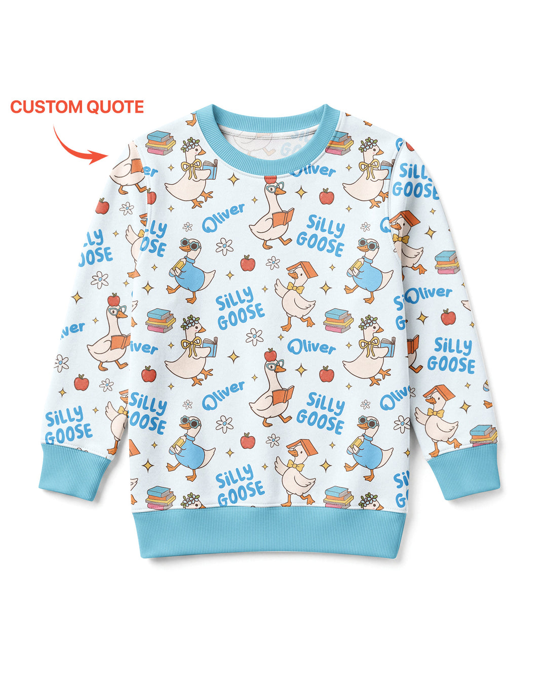 Custom Name Silly Goose Back to School Bamboo Crewneck Sweatshirt