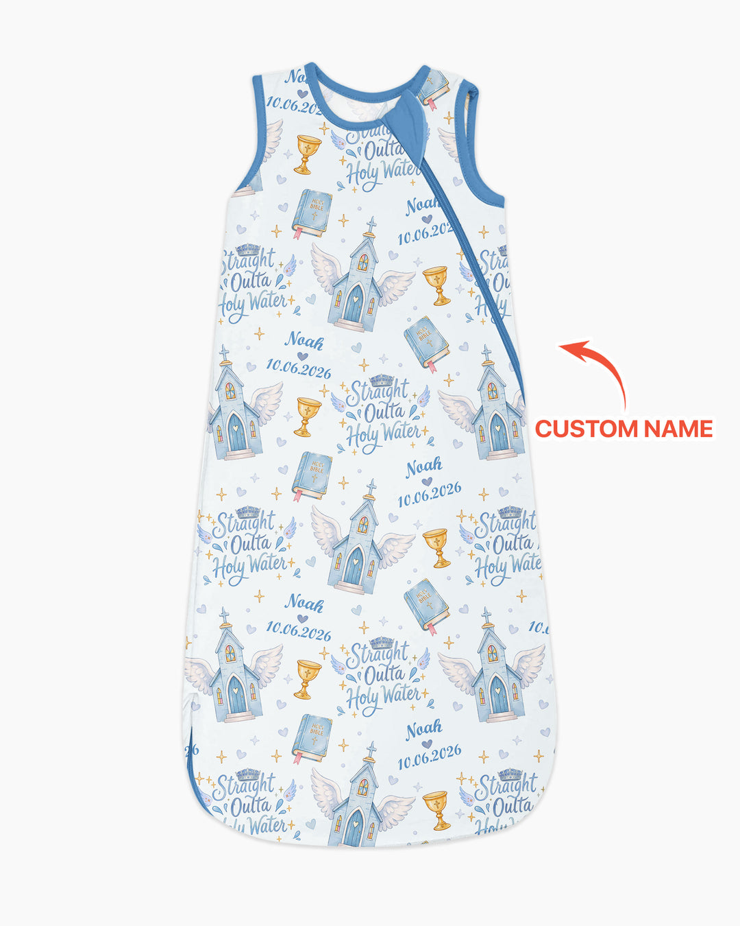 Custom Name Baptism Christening Straight Outta Holy Water Bamboo Sleep Bag