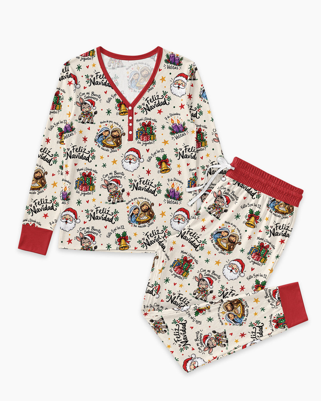 Whimsical Feliz Navidad Christmas Bamboo Women Pajama Set