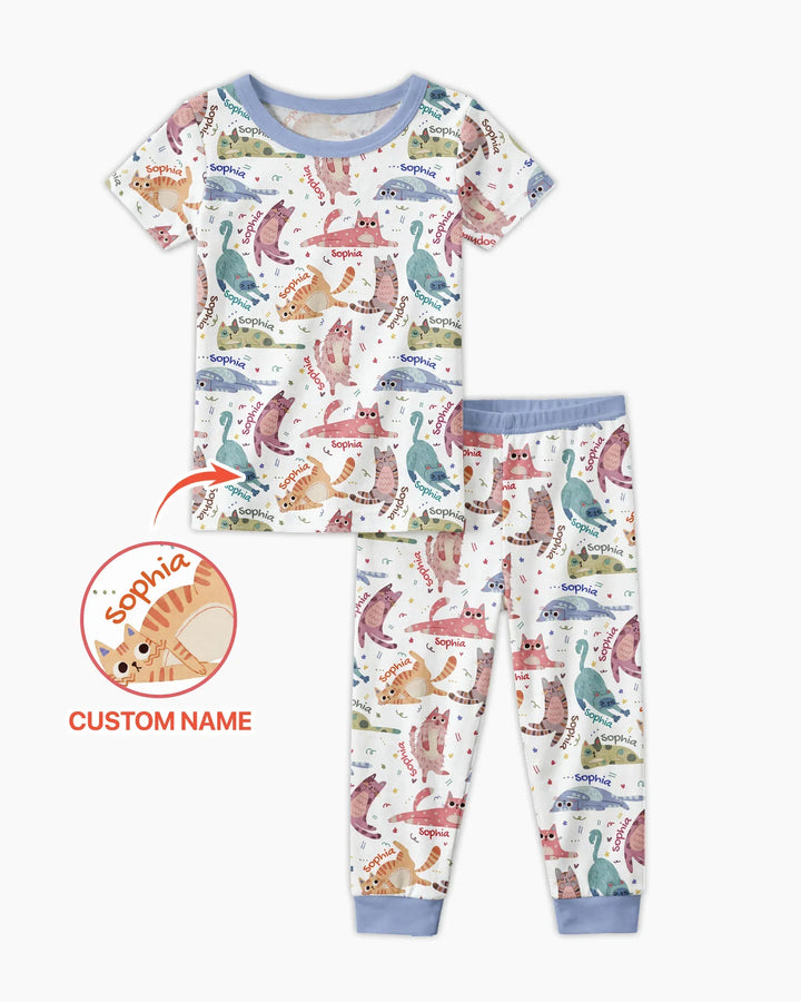 Cat Nap Crew Bamboo Two Piece Short Sleeve Pajama Set