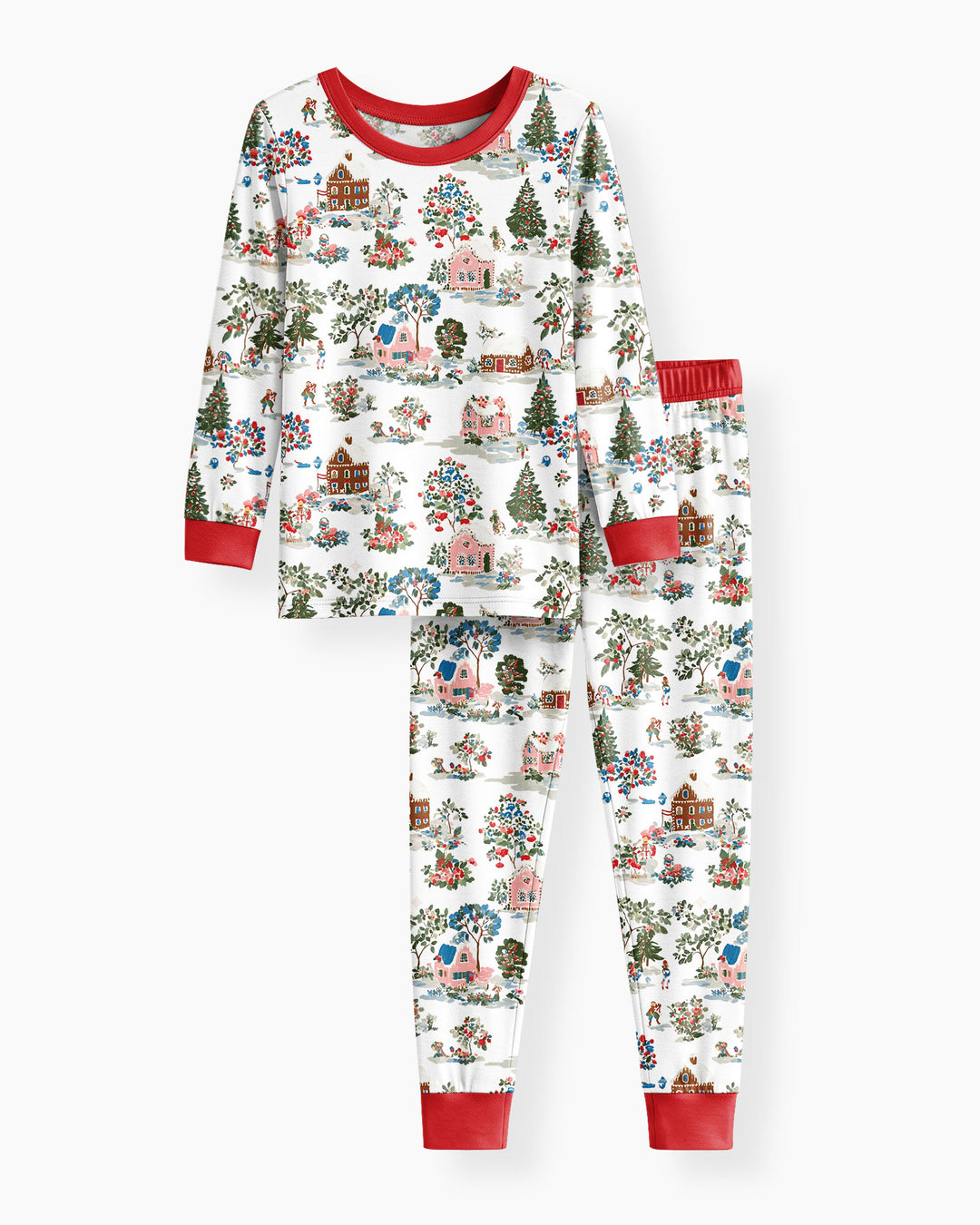 Christmas Village Winter Holiday Bamboo Two Piece Long Sleeve Pajama Set