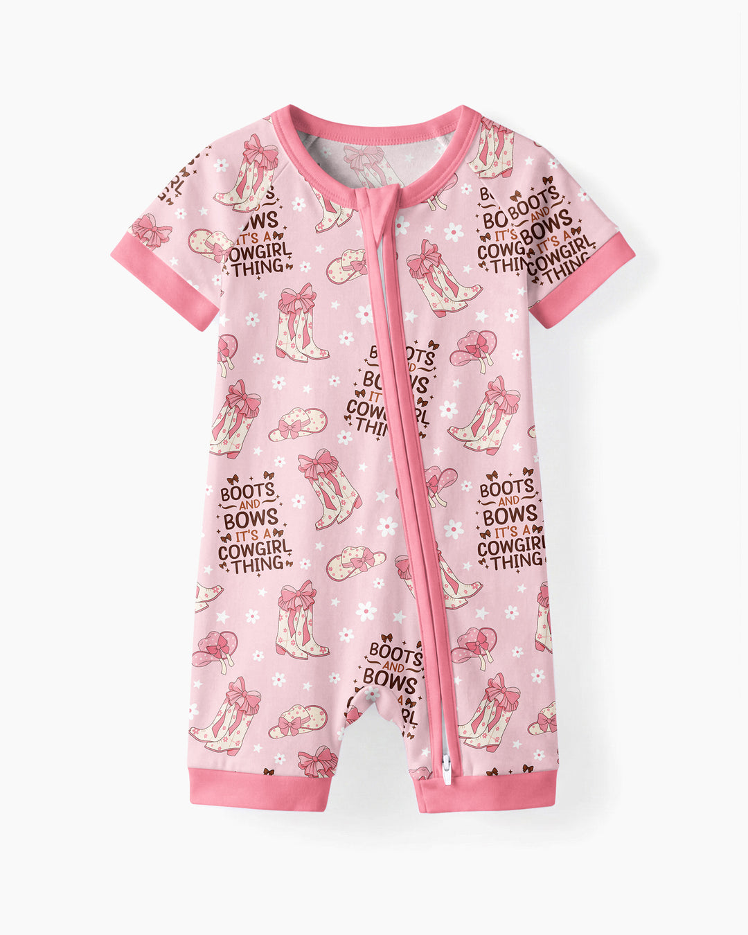 Western Cowgirl Boots And Bows Bamboo Shorty Zippy