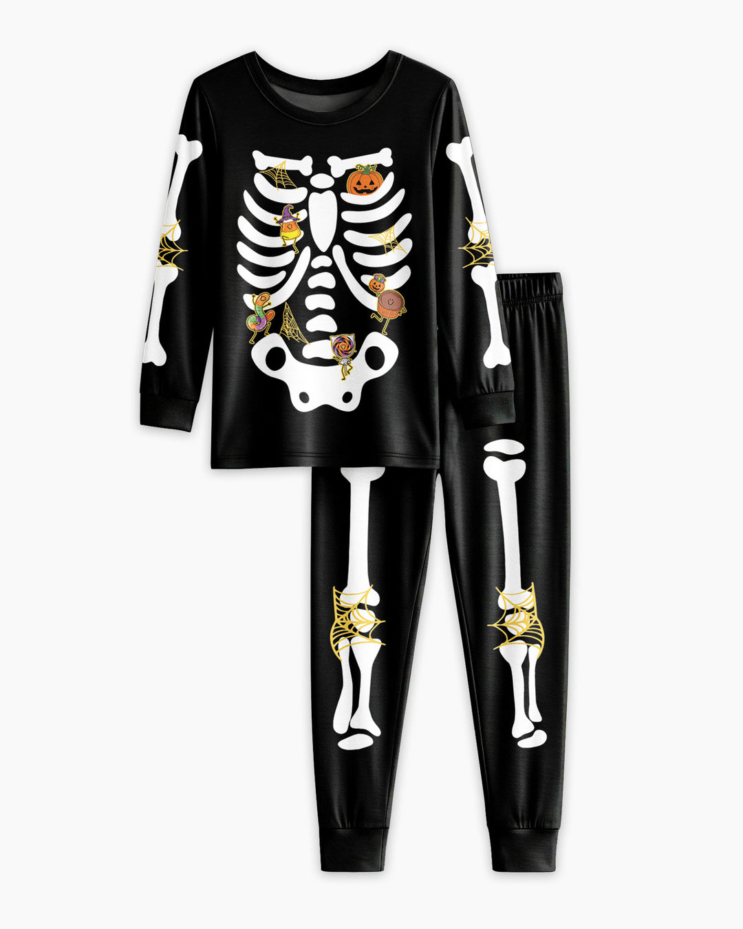 Halloween Skeleton Candy Bamboo Two Piece Long Sleeve Pajama Set