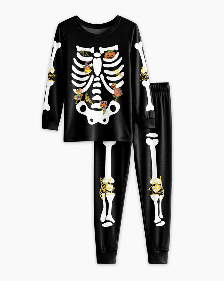Halloween Skeleton Candy Bamboo Two Piece Long Sleeve Pajama Set