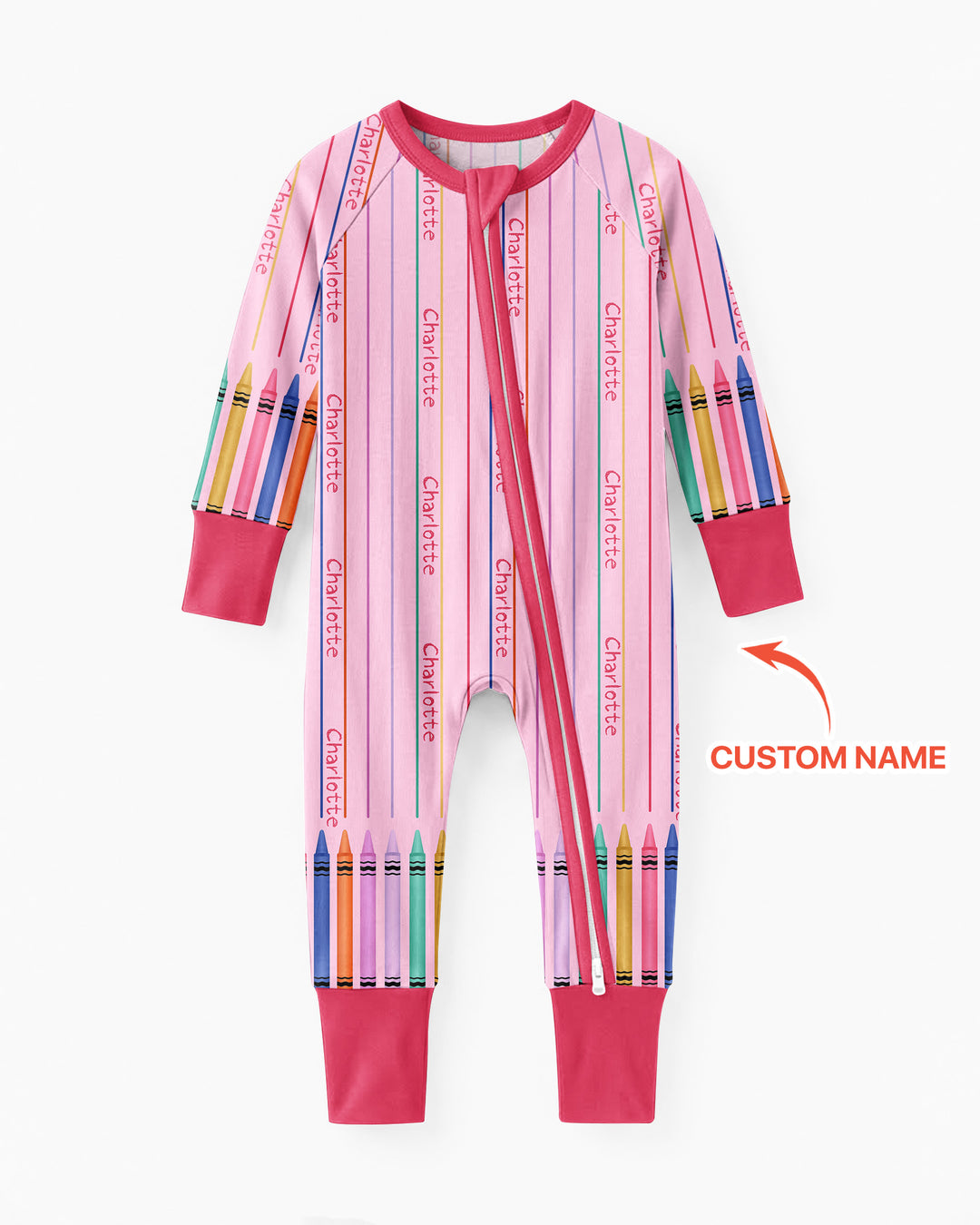 Custom Name Crayon Lines Bamboo Convertible Zippy