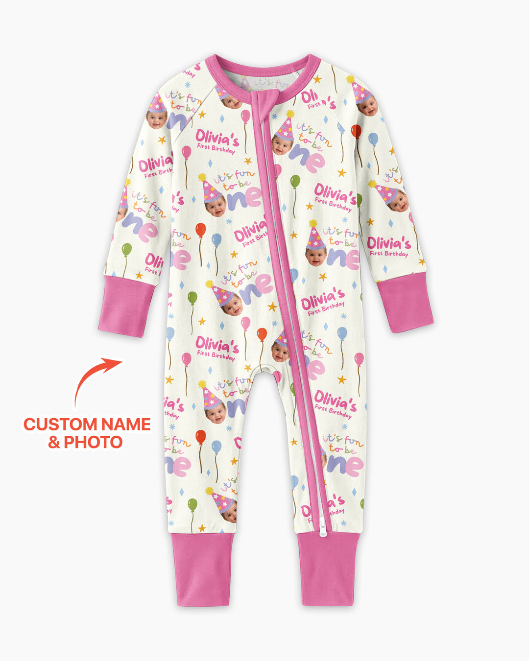 Custom Photo First Birthday Fun Bamboo Convertible Zippy