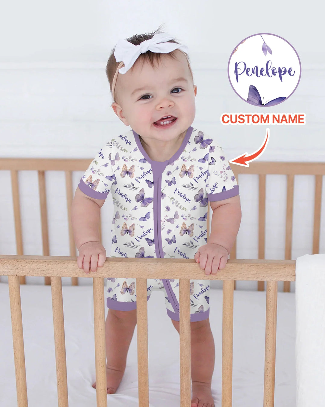 Custom Name Lilac Bloom Bamboo Shorty Zippy