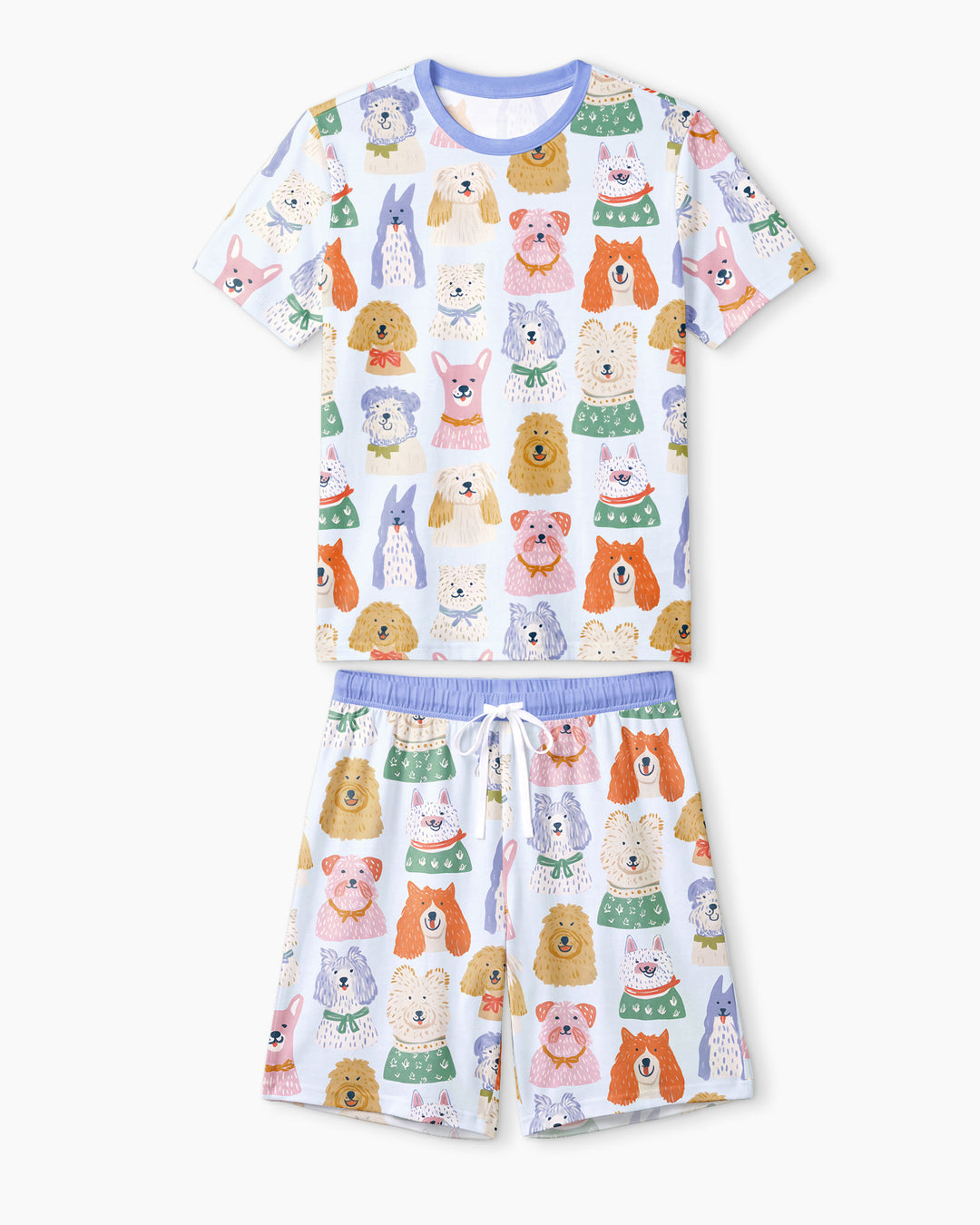 Puppy Portrait Bamboo Men Short Sleeve Short Pajama Set
