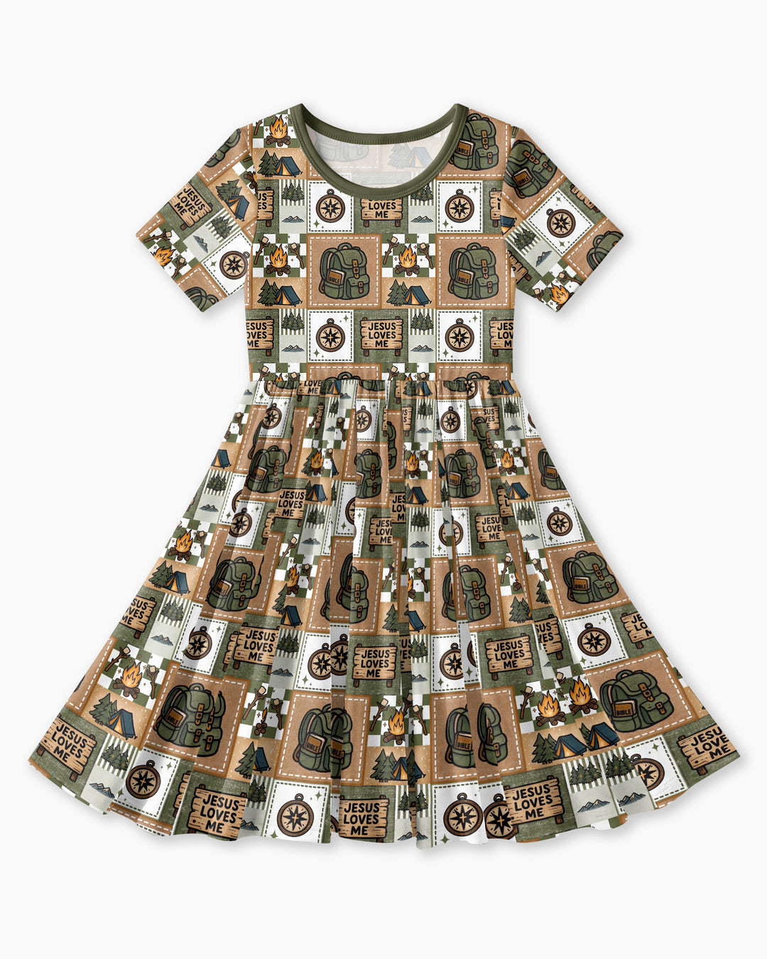 Camping Jesus Loves Me Bamboo Twirl Dress