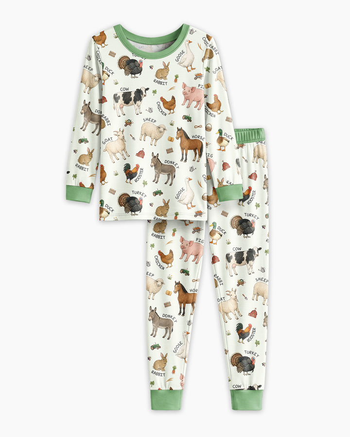 Barnyard Animals Bamboo Two Piece Long Sleeve Pajama Set