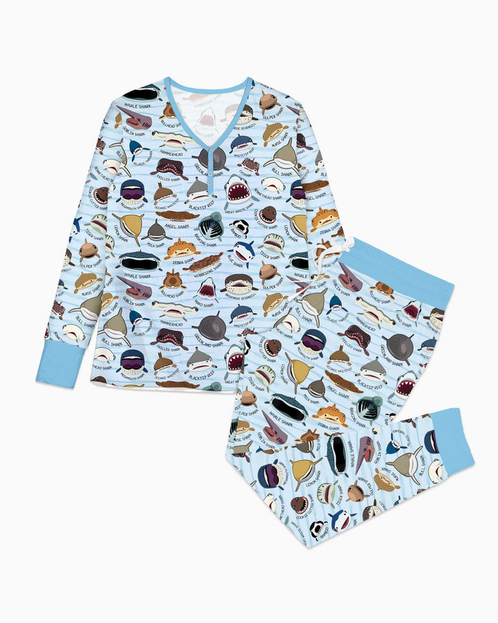Shark Faces Bamboo Women Pajama Set