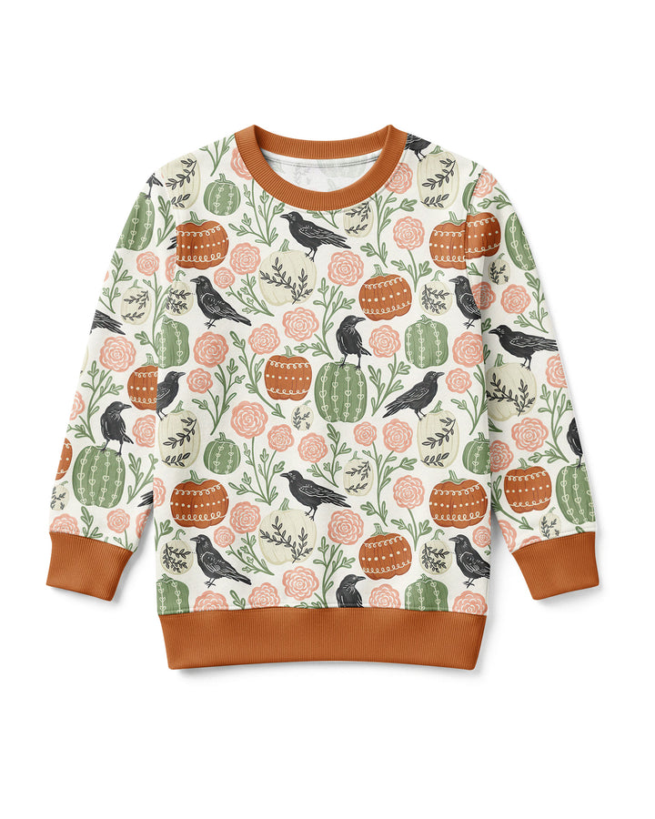 Country Crows with Mums and Pumpkins Bamboo Crewneck Sweatshirt