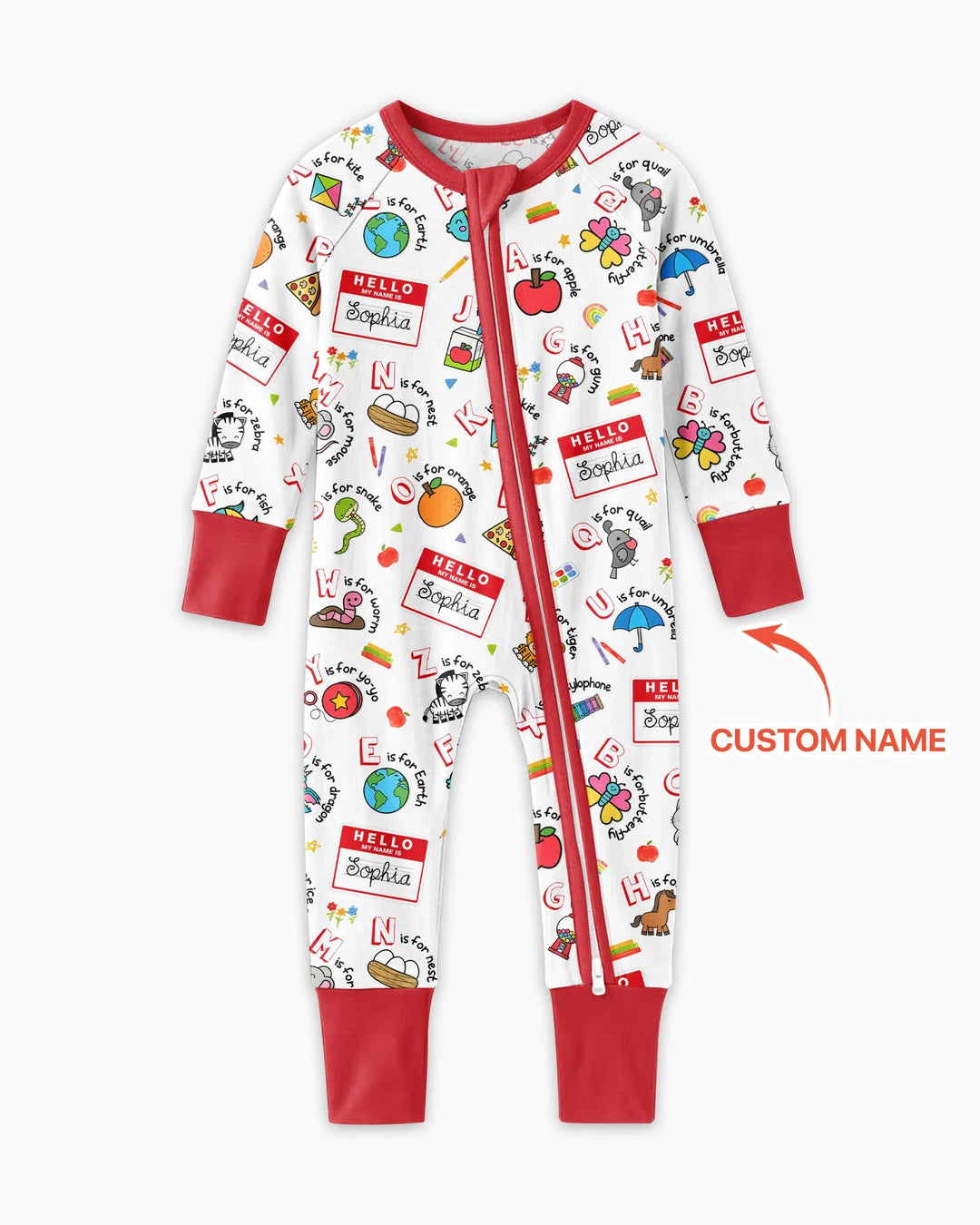 Custom Name Hello School ABCs Bamboo Convertible Zippy
