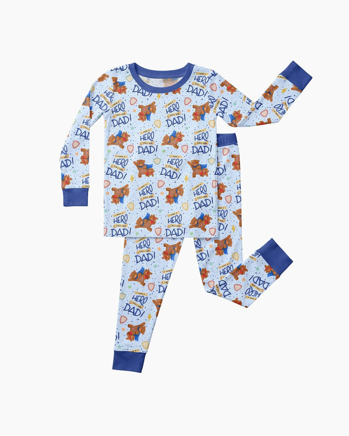 I Have A Hero Daddy & Me Matching Bamboo Two Piece Long Sleeve Pajama Set