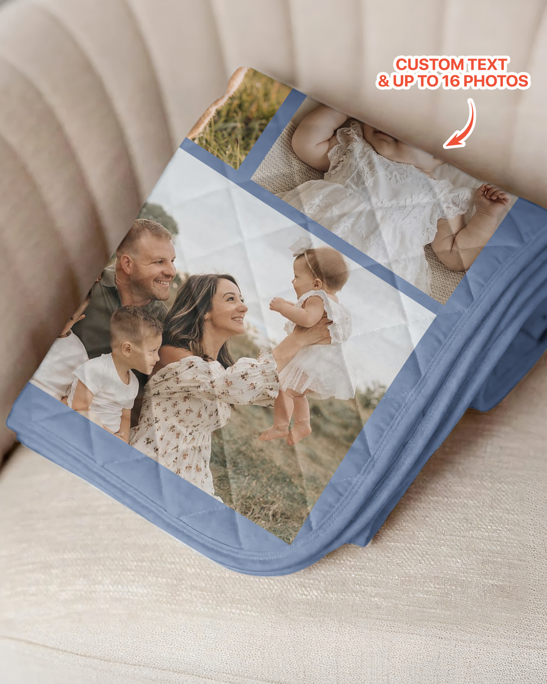 Custom Photo Collage Family Bamboo Quilt Blanket