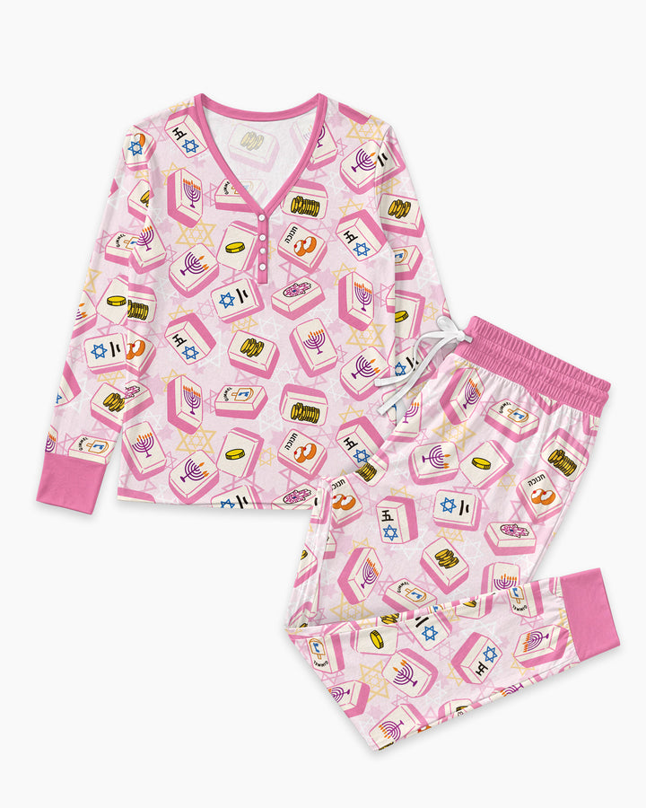 Hanukkah Mahjong Club Bamboo Women Pajama Set