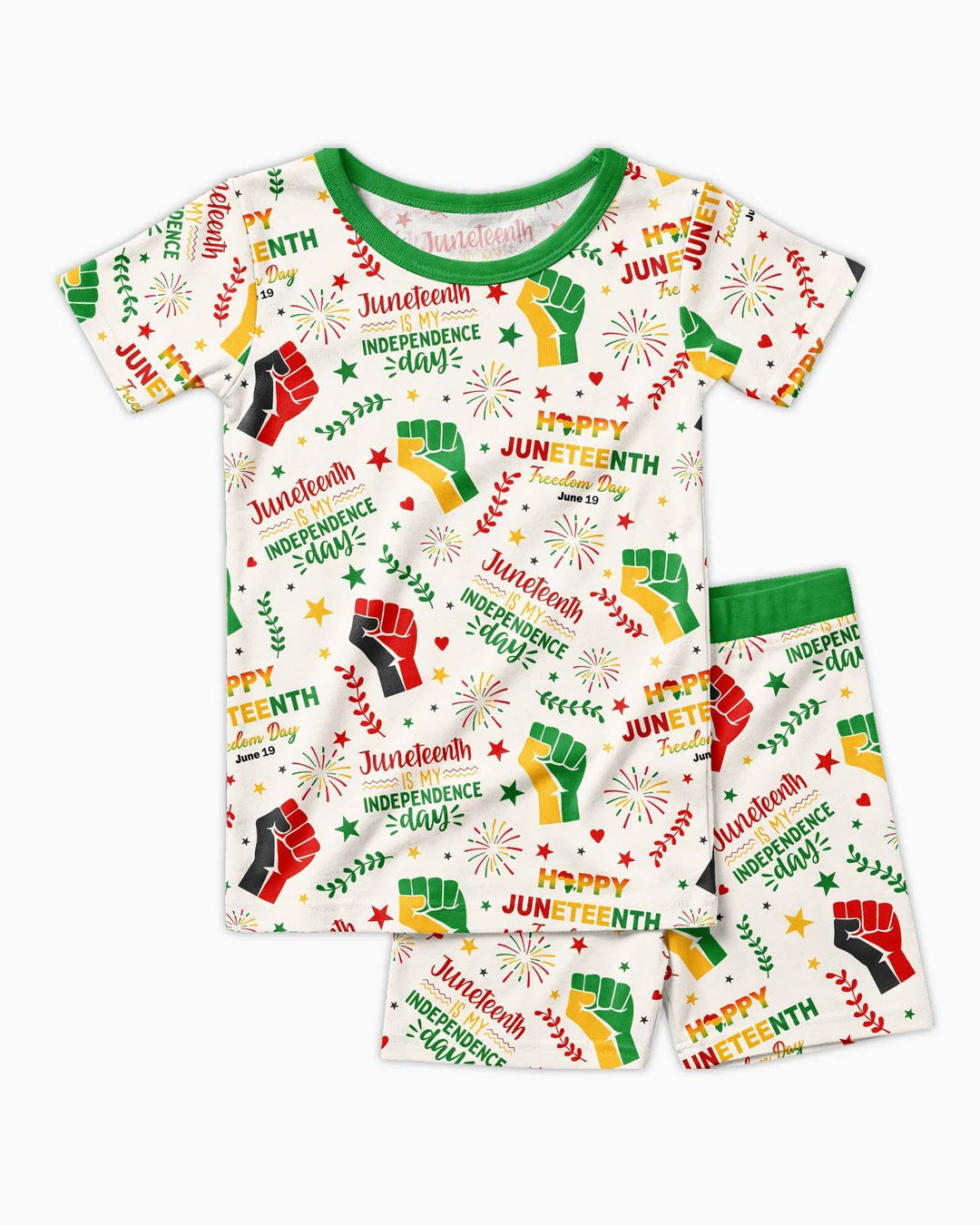 Happy Juneteenth Freedom Day Bamboo Two Piece Short Sleeve Shorts Pajama Set