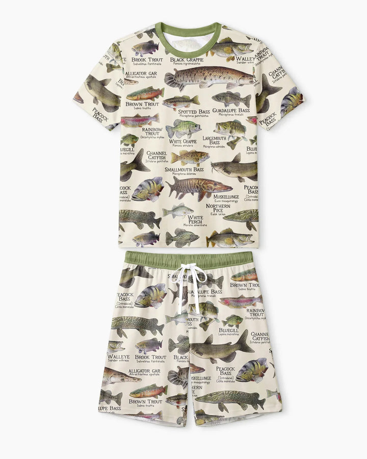 Fish Of America Bamboo Men Short Sleeve Short Pajama Set
