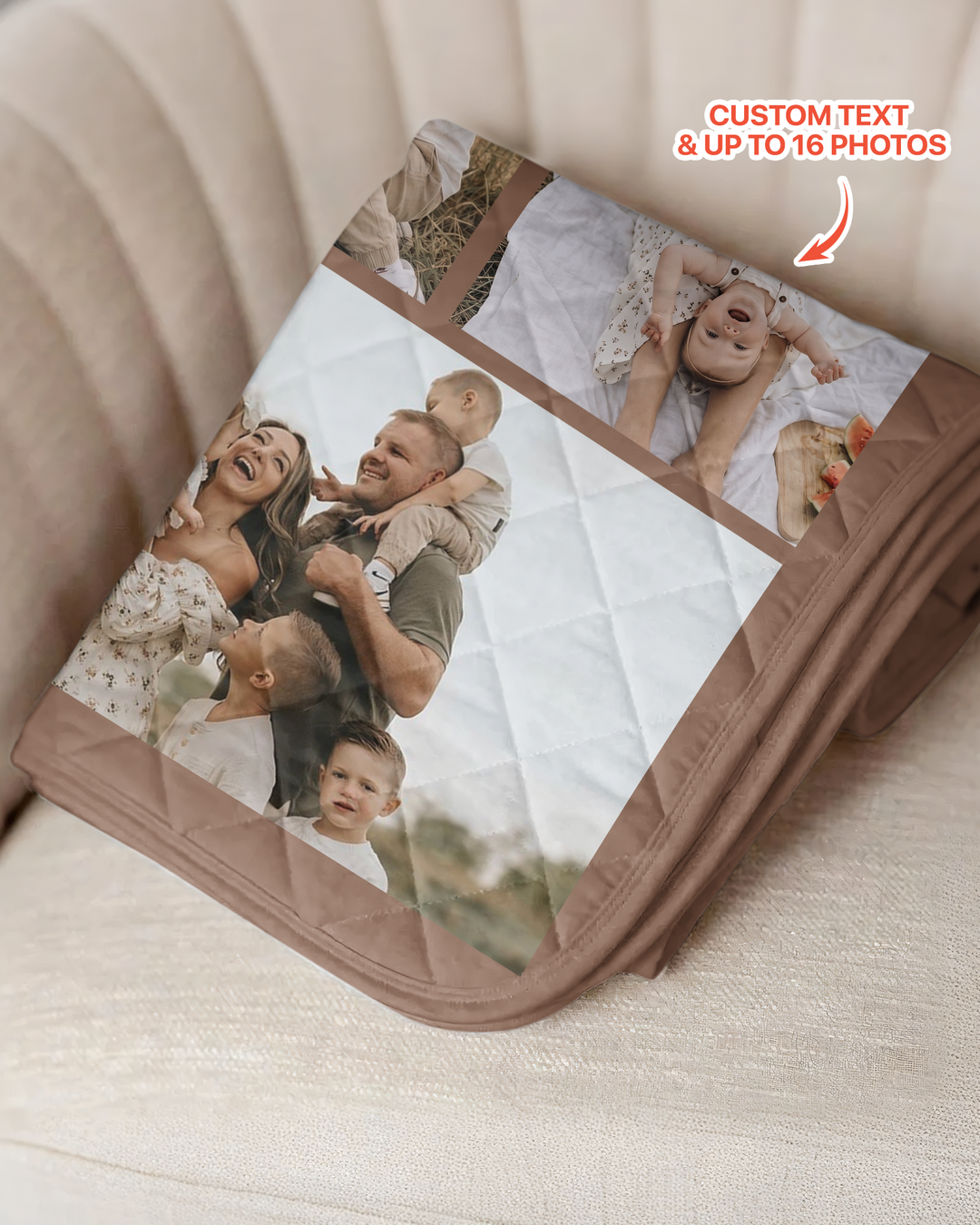 Custom Photo Collage Family Bamboo Quilt Blanket