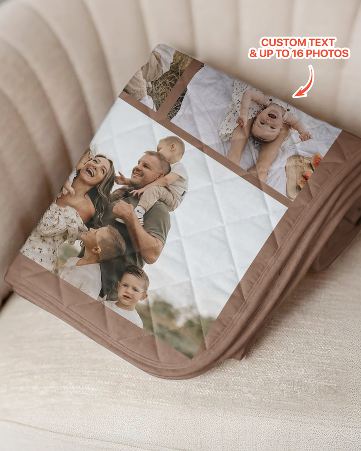 Custom Photo Collage Family Bamboo Quilt Blanket