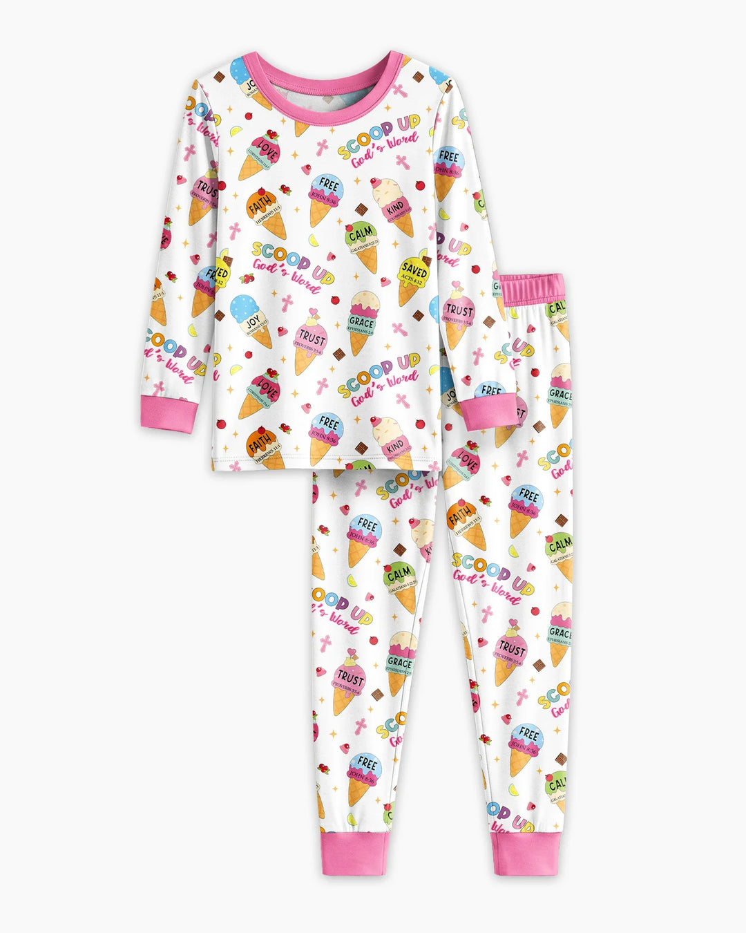Ice Cream Summer Christian Bamboo Two Piece Long Sleeve Pajama Set