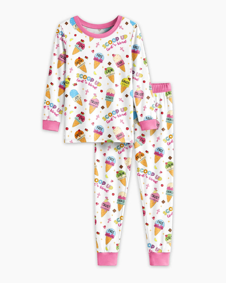 Ice Cream Summer Christian Bamboo Two Piece Long Sleeve Pajama Set