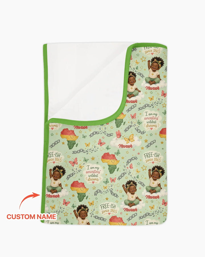 Custom Name Juneteenth I Am My Ancestors' Wildest Dream Bamboo Blanket