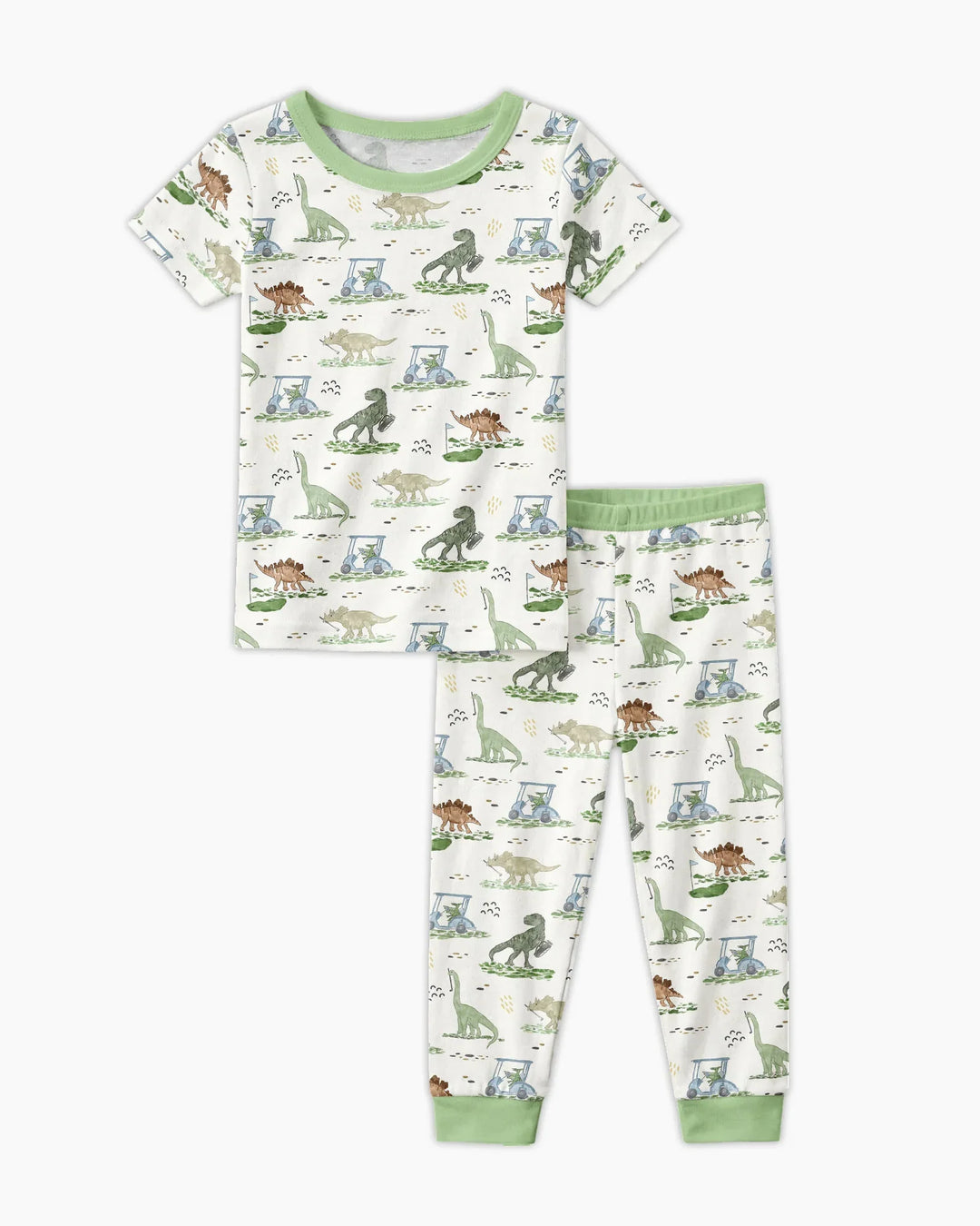 Dinos On The Green Daddy & Me Matching Bamboo Two Piece Short Sleeve Pajama Set
