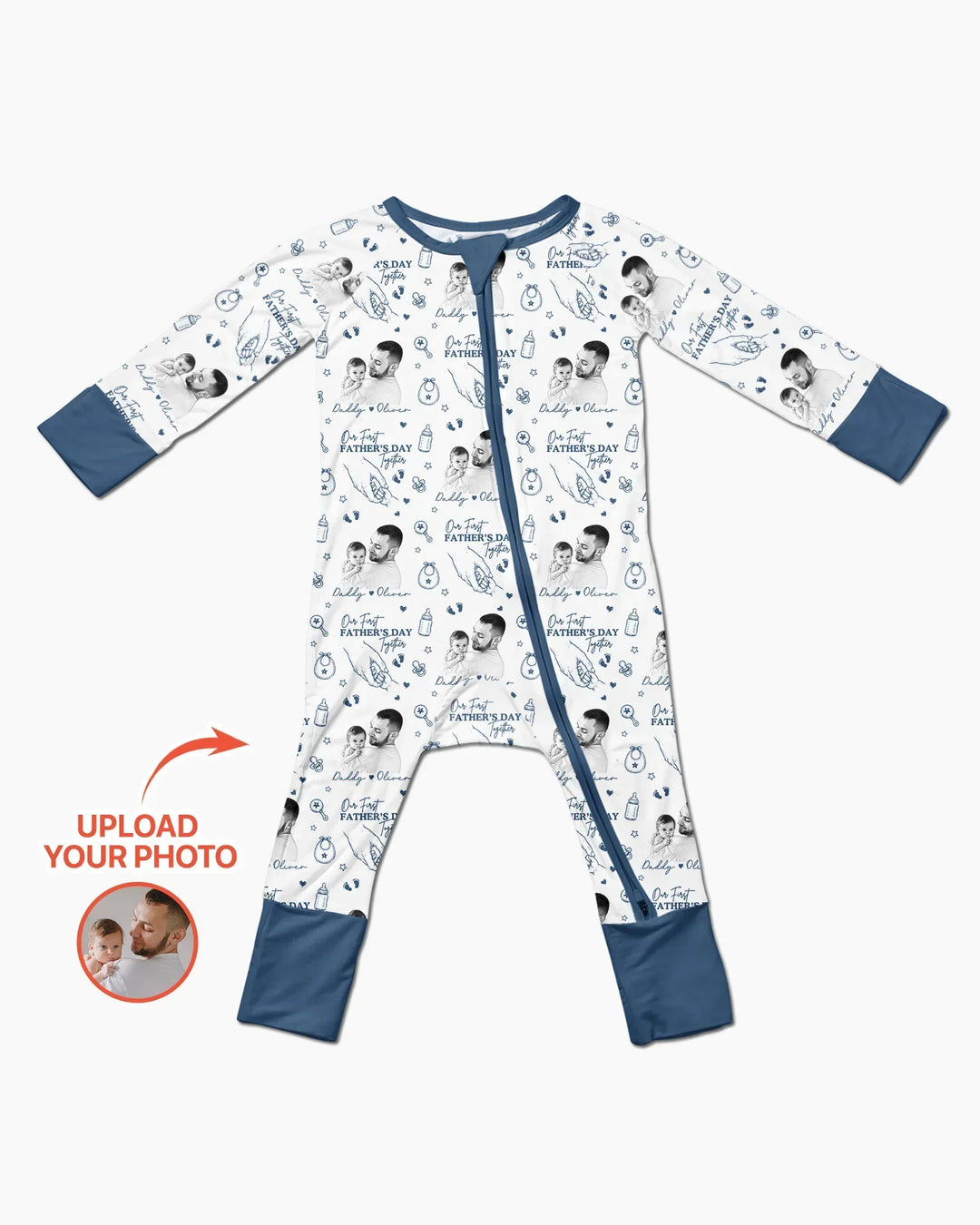 Custom Photo Our First Father's Day Together Bamboo Convertible Zippy