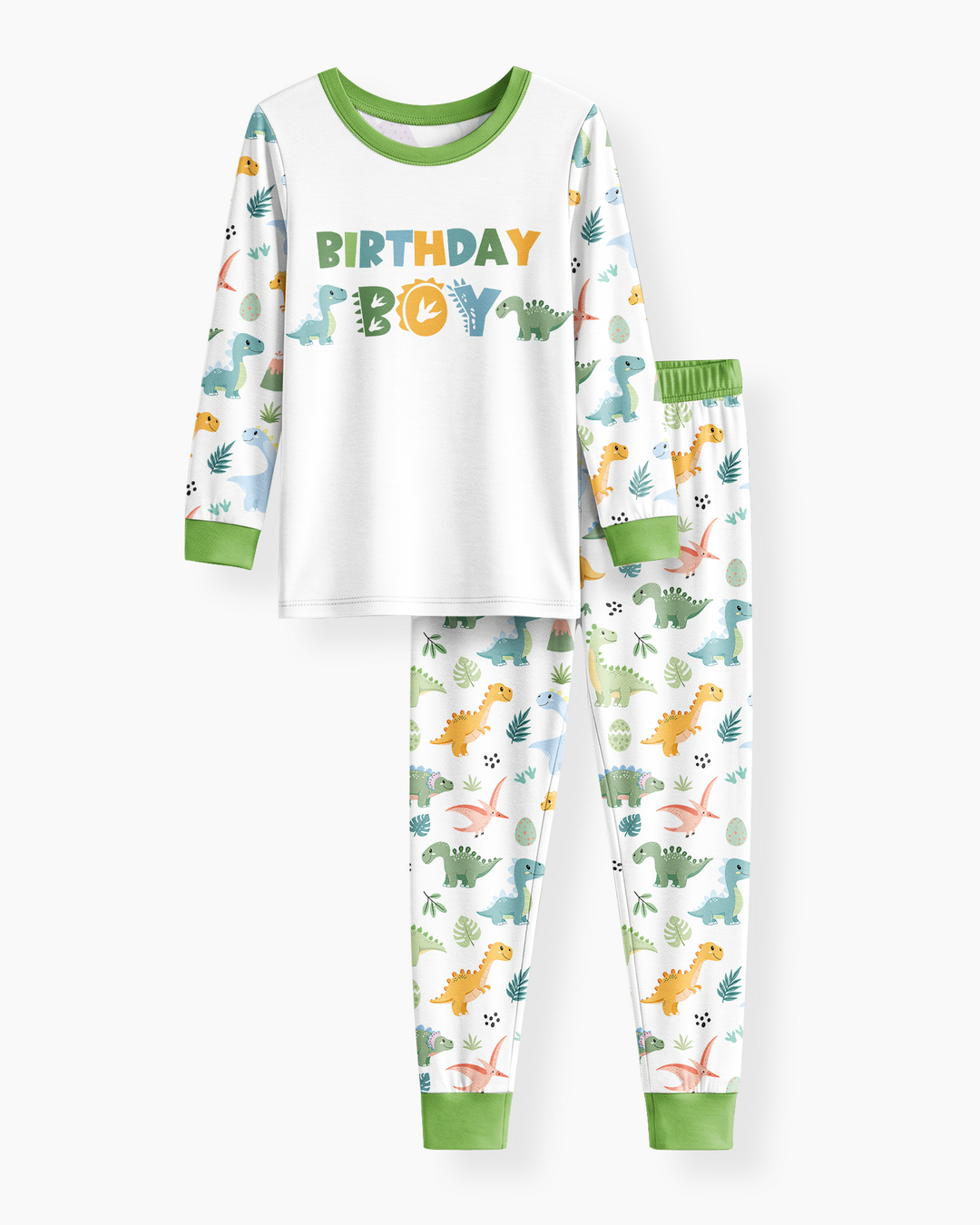 Personalized Dinosaur Birthday Bamboo Two Piece Long Sleeve Pajama Set