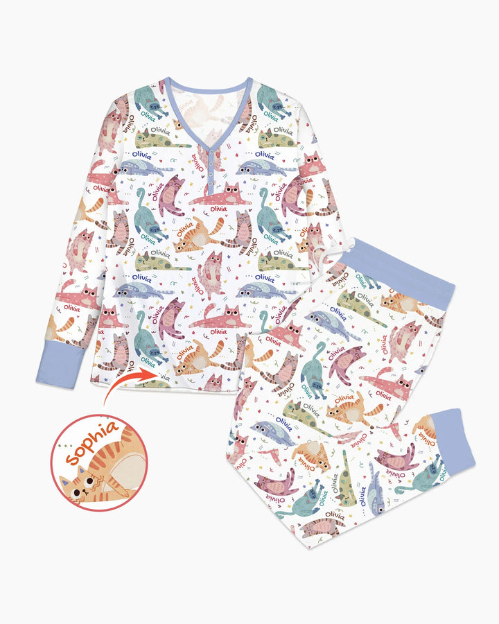 Cat Nap Crew Bamboo Women Pajama Set