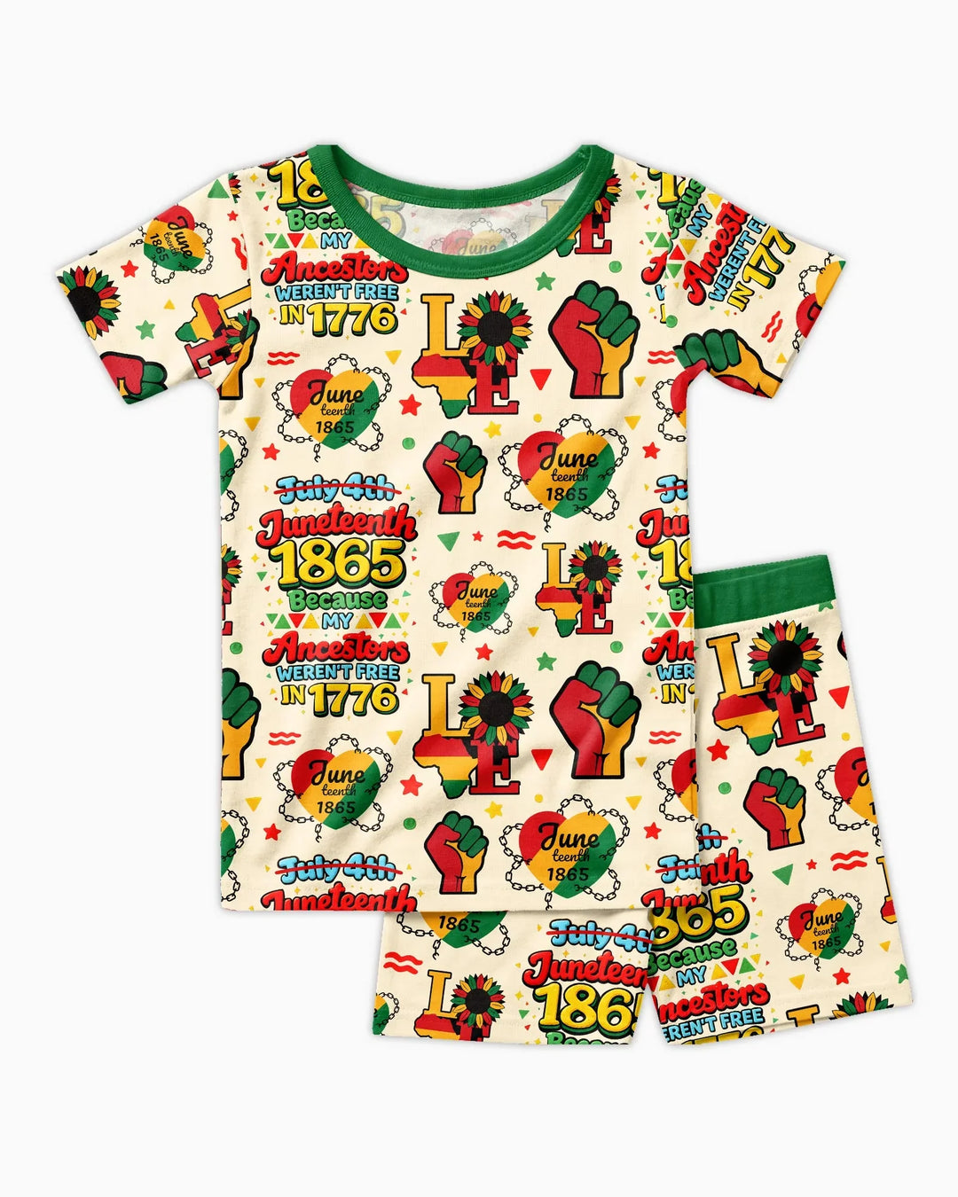 Juneteenth 1865 Because My Ancestors Weren't Free In 1776 Bamboo Two Piece Short Sleeve Shorts Pajama Set