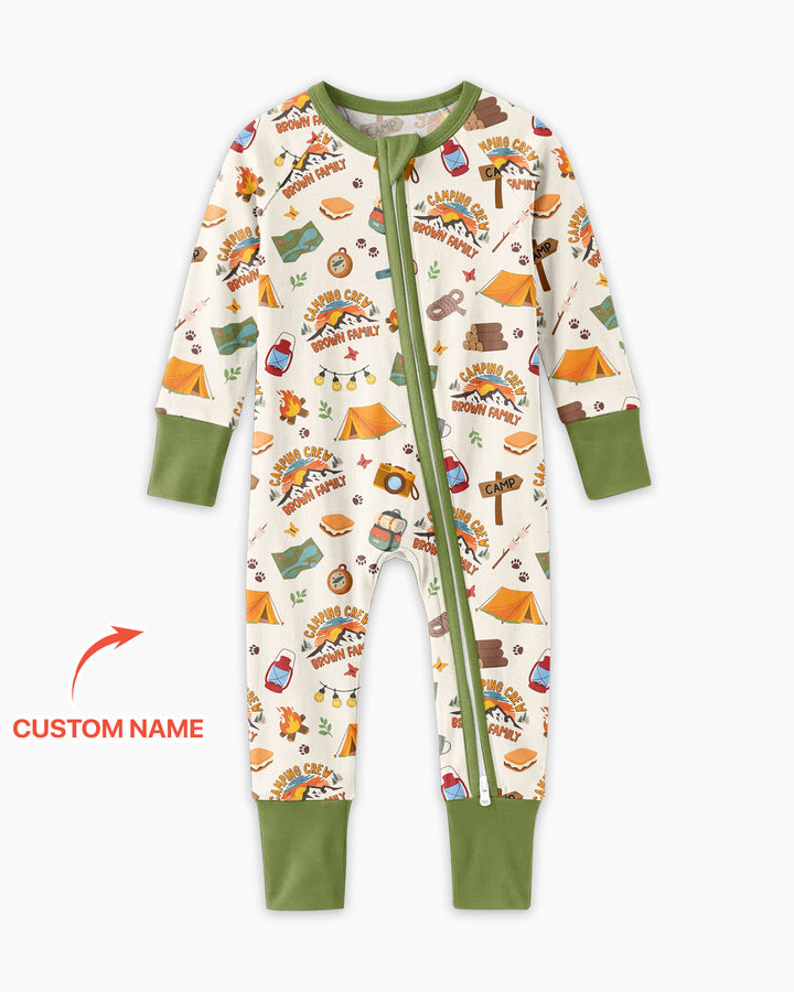 Custom Name Camping Crew Family Matching Bamboo Convertible Zippy
