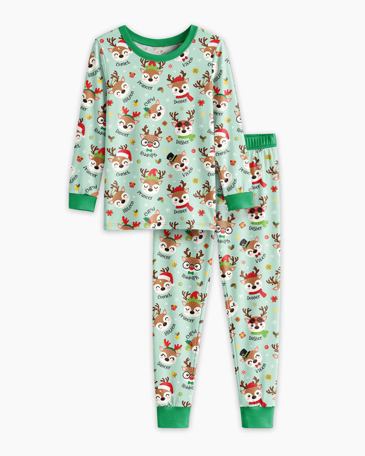 Christmas Reindeer Squad Bamboo Two Piece Long Sleeve Pajama Set