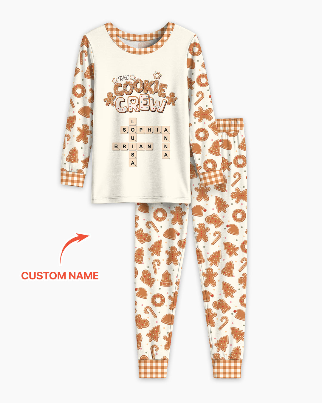 Custom Crossword Cookie Crew Bamboo Two Piece Long Sleeve Pajama Set