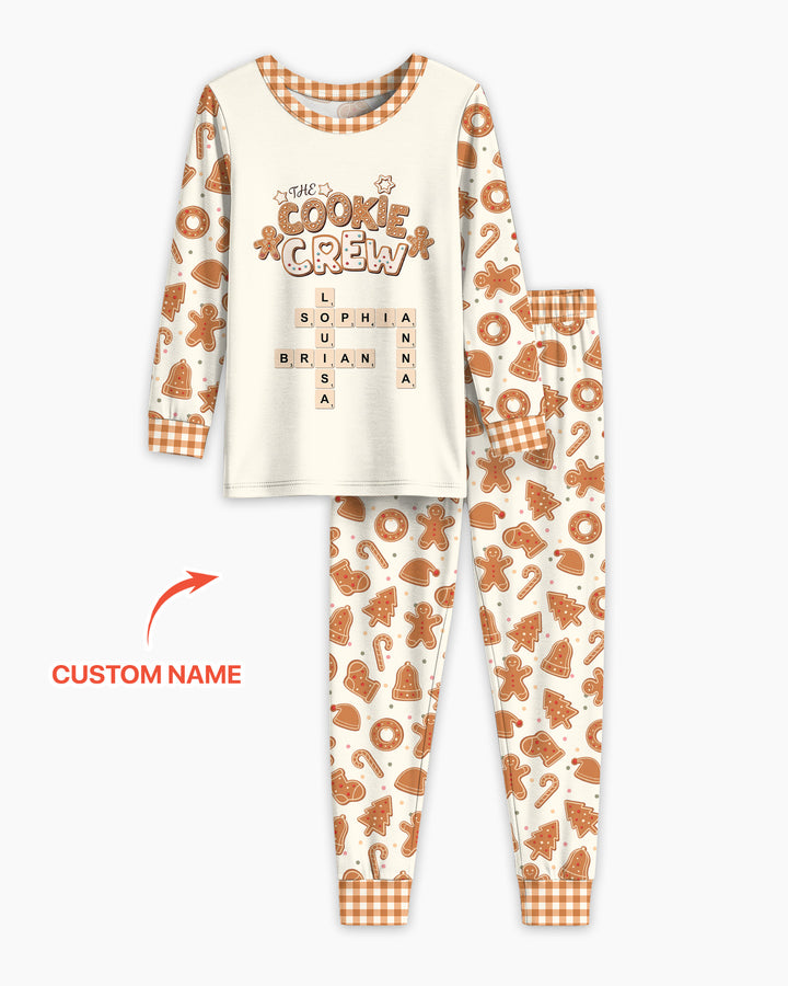 Custom Crossword Cookie Crew Bamboo Two Piece Long Sleeve Pajama Set
