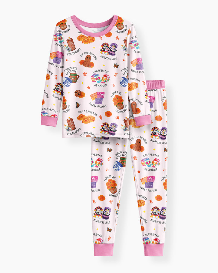 Tis the Dia De Muertos Season Bamboo Two Piece Long Sleeve Pajama Set