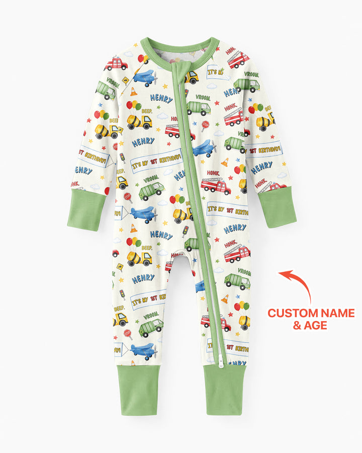 Personalized Transportation Birthday Bamboo Convertible Zippy