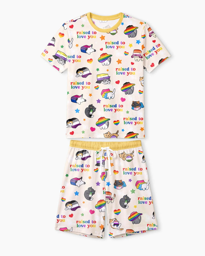 Rainbow Paws Family Matching Bamboo Men Short Sleeve Short Pajama Set