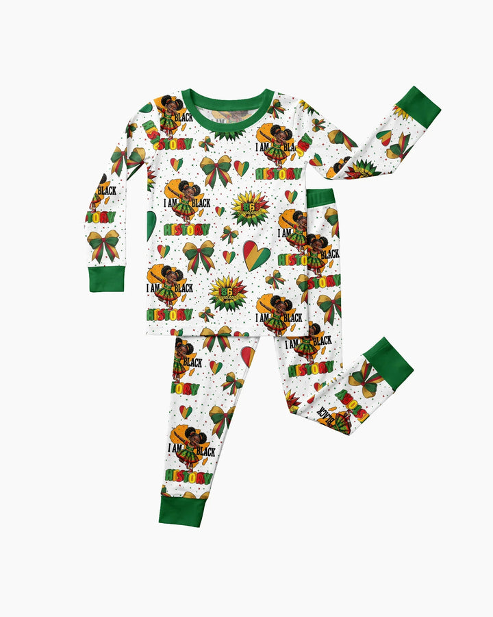 Juneteenth Girl I Am Black History Bamboo Two Piece Long Sleeve Pajama Set