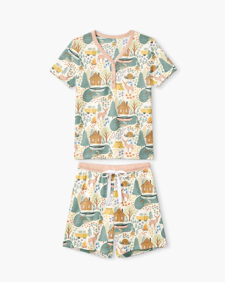 Lake View Camping Bamboo Women Short Sleeve Short Pajama Set