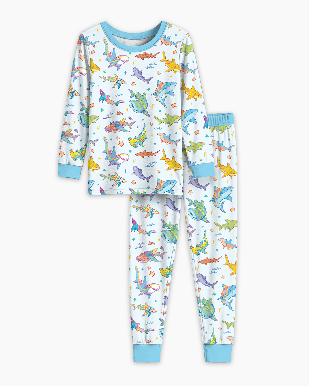 Tropical Sharks Bamboo Two Piece Long Sleeve Pajama Set