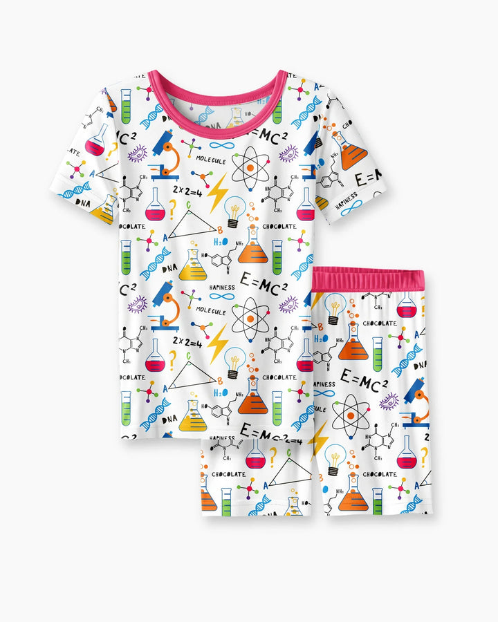 Science Explorer Family Matching Bamboo Two Piece Short Sleeve Shorts Pajama Set