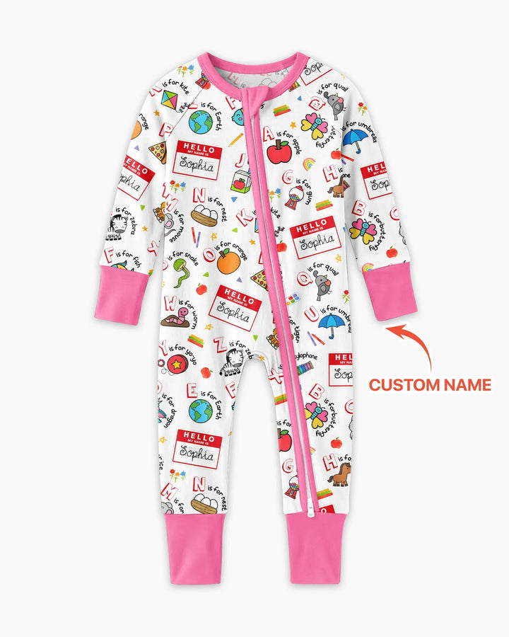 Custom Name Hello School ABCs Bamboo Convertible Zippy