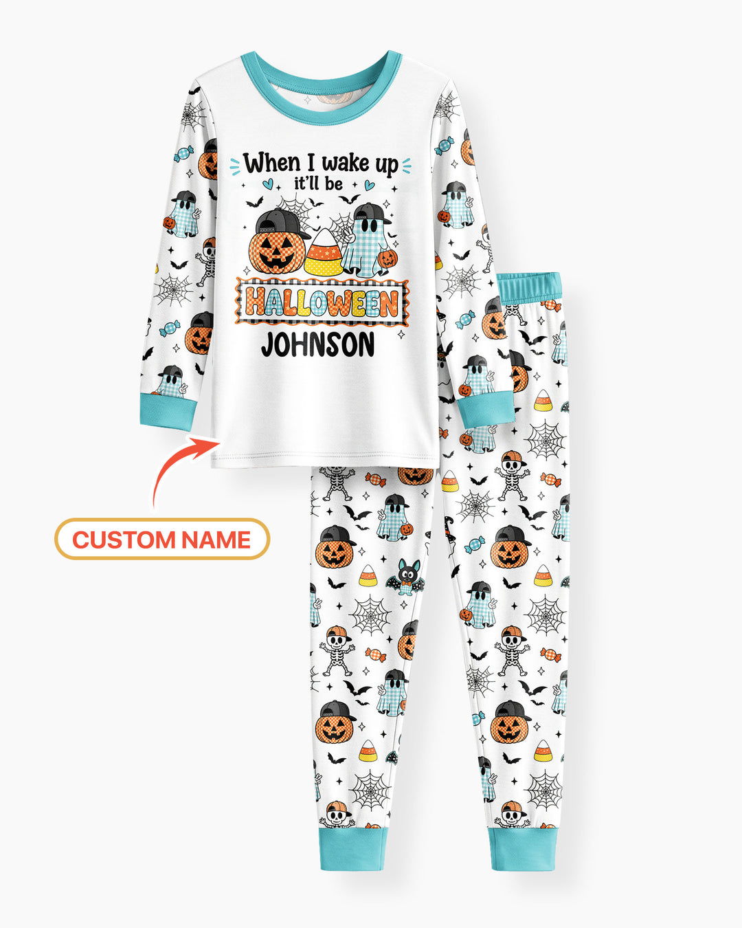 Custom Name When I Wake Up It'll Be Halloween! Bamboo Two Piece Long Sleeve Pajama Set