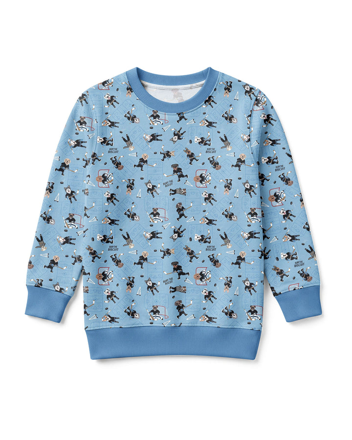 Hockey Dogs - Blue and Black Bamboo Crewneck Sweatshirt
