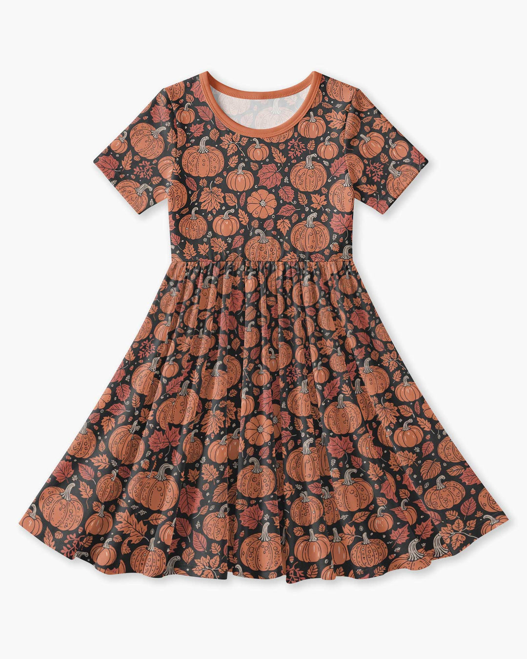 Retro Halloween Pumpkins Bamboo Twirl Dress